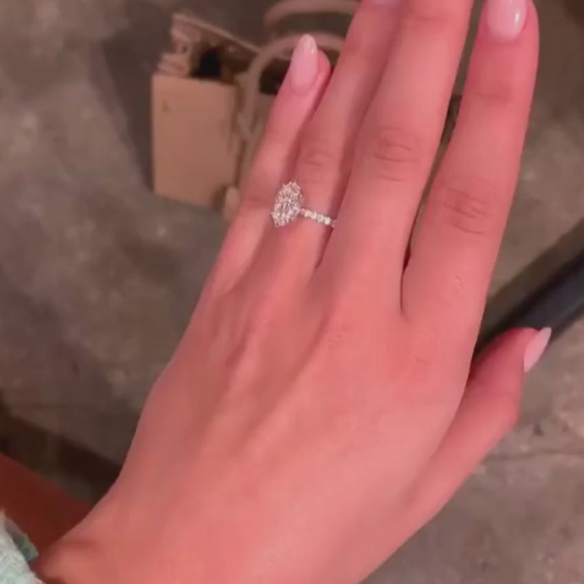 1.0 - 3.0 CT Marquise Pave Moissanite Engagement Ring